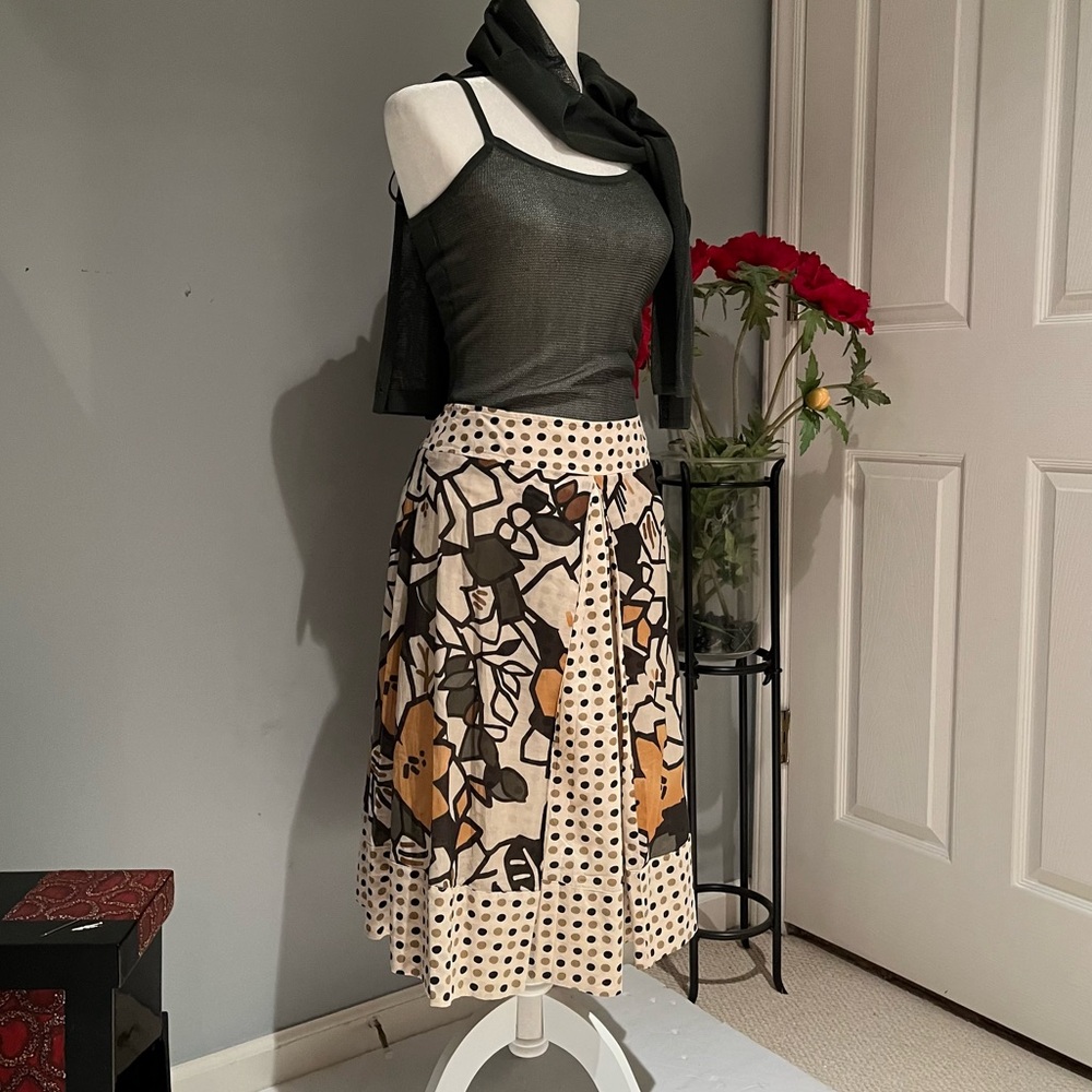New Weekend Max Mara Floral Dot Printed Cotton Poplin Skirt Sz IT 38 US 4 NWOT - Picture 13 of 16